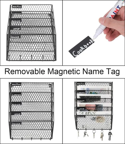 Miniatura 3 de Soporte de pared PAG para archivos, organizador de correo, metal, alambre de gallinero, soporte para pared, 3 niveles