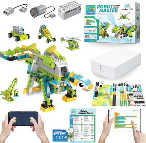 Miniatura 7 de makerzoid Kit de robot de construcción, más de 370 bloques de construcción educativos, más de 100 modelos, juguete de robot STEM para niños a partir