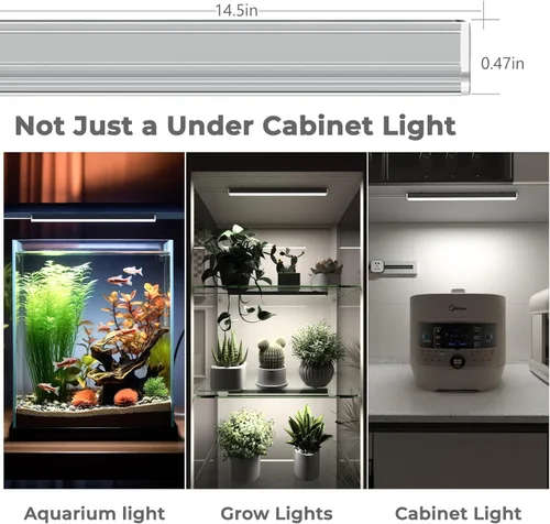 Miniatura 3 de ASOKO Iluminación LED para debajo de gabinete, 3 colores cambiantes (2700K, 4000K, 6000K), 14.5 pulgadas enchufe USB para debajo del escritorio, luz