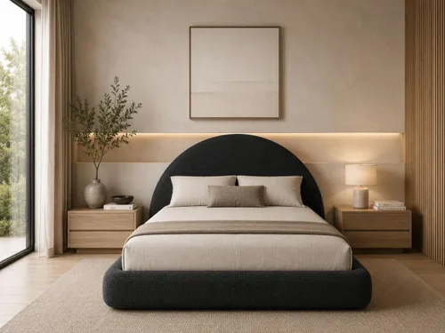 Miniatura 19 de Cama redonda – Funda lavable con cremallera – Espuma suave tapizada de lino – Modular minimalista moderno – Media luna – Se vende por separado