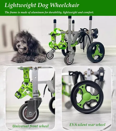 Miniatura 3 de Silla de ruedas para perro, carrito para mascotas de soporte completo con cuatro ruedas, carrito ligero para perros para patas delanteras/traseras