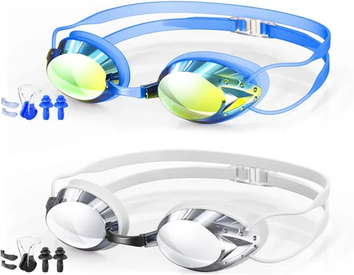 Miniatura 9 de Gafas de natación, paquete de 2 gafas de natación antivaho para adultos, jóvenes, hombres y mujeres
