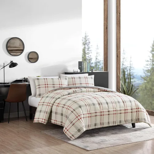 Miniatura 2 de Eddie Bauer - Juego de funda de edredón tamaño Queen, ropa de cama reversible de algodón con fundas a juego, elegante decoración del hogar