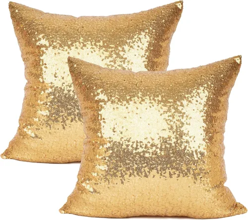 Miniatura 19 de YOUR SMILE Paquete de 2, Nueva Serie de Lujo Oro Rosa Champán Decorativa con Lentejuelas Brillantes y Cómoda Funda de Almohada Decorativa de Satén