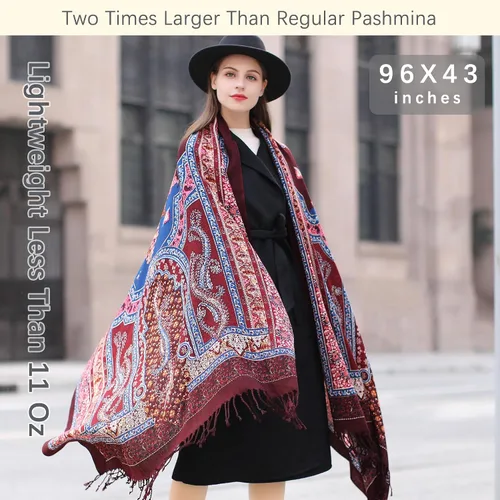 Miniatura 12 de DANA XU Manta de pashmina extragrande 100% de lana merina, bufanda de viaje, bufanda de cachemira para mujer, otoño e invierno, chal de gran