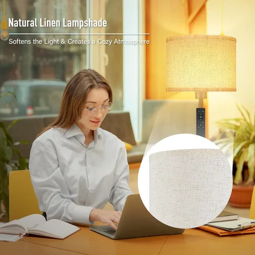 Miniatura 6 de Lámparas de pie para sala de estar, lámpara de pie regulable sin pasos con control remoto, 2700 K-6500 K, colores de temperatura y brillo Beige