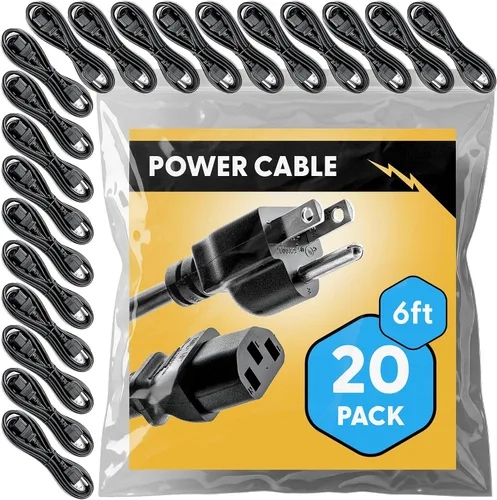 Miniatura 14 de Cable de alimentación universal de 6 pies aprobado por UL (paquete de 2) - Cable de monitor de computadora IEC C13 a NEMA 5-15P para departamentos