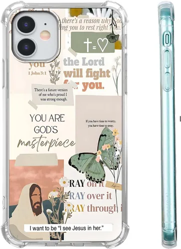 Miniatura 84 de Funda para Celular con Versículos de la Biblia, Colocación de Citas Cristianas de Jesús, Diseño Collage, Funda Protectora Suave de TPU de Moda