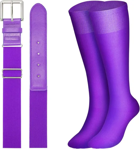 Miniatura 20 de XZQTIVE Conjunto combinado de calcetines de béisbol y softbol y cinturón de béisbol y sóftbol, calcetines de fútbol hasta la rodilla para niños