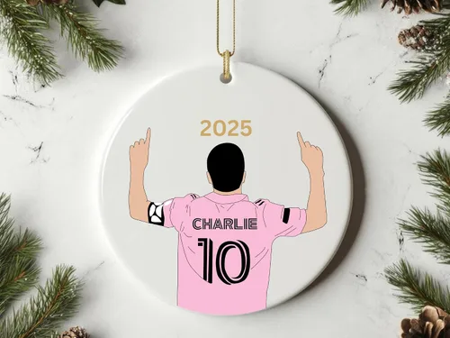 Miniatura 2 de Adorno de cerámica de fútbol navideño personalizado, regalos de mini pelota de equipo de fútbol, regalo personalizable, recuerdo