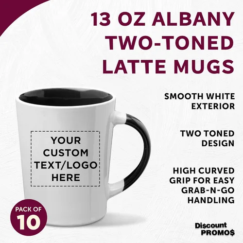 Miniatura 3 de Albany - Juego de 10 tazas de café con leche de cerámica personalizadas, 13 onzas, paquete personalizado a granel, perfectas para café, té, expreso