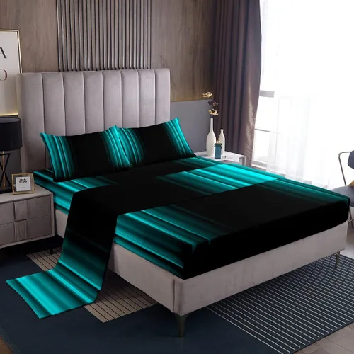 Miniatura 11 de Feelyou Juego de sábanas decorativas con ombre abstracto para niños y adolescentes, juego de sábanas rojas y negras de moda para dormitorio de niñas