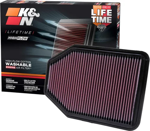 K&N Filtro de aire de motor de por vida original de alto flujo: Aumento de potencia: Premium, Lavable: Compatible con Jeep 2007-2018: Wrangler,