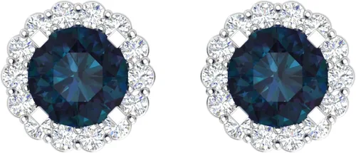 TRUTH JEWELS INC Aretes tipo dormilona con halo de diamante natural de 15 qt en plata de ley 925 para mujer Caja de regalo de joyería fina incluida