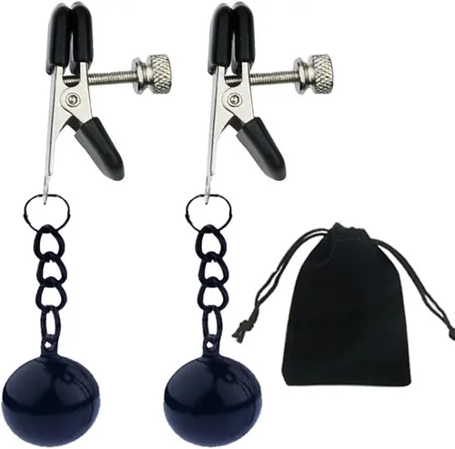 Miniatura 16 de Pinzas para pezón con peso de acero inoxidable con clip de cadena para pezón, bola ajustable, sin perforación, joyería para pezones para adultos