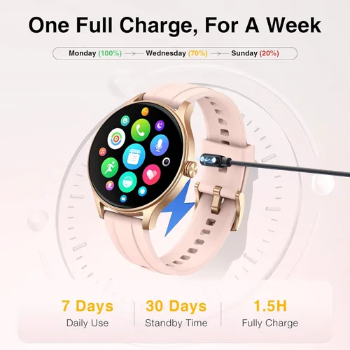 Miniatura 6 de Fitpolo Reloj inteligente para mujer Android iPhone, rastreador de actividad física HD de 1.27 pulgadas con llamadas y respuesta Bluetooth, IP68