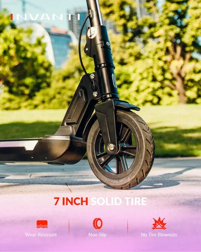 Miniatura 9 de INVANTI KS03 Scooter eléctrico para niños de 8 años en adelante, motor de pico de 350 W, máximo 12 mph y 10 millas, rueda sólida de 7 pulgadas, Rosa