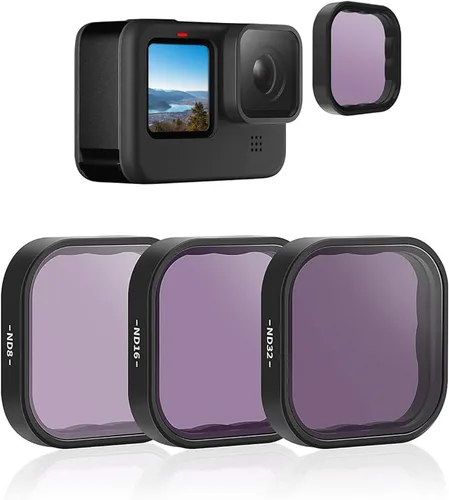 Miniatura 11 de TELESIN Paquete de 4 filtros de lente CPL ND8 ND16 ND32 compatibles con GoPro Hero 12 Hero 11 Hero 10 Hero 9 negro, densidad neutra y kit de filtro