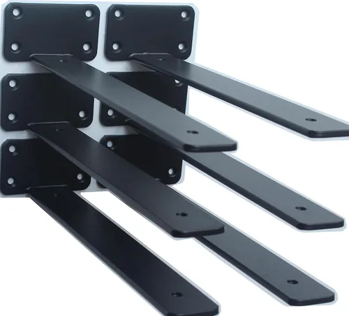 Miniatura 65 de Paquete de 2 - Soportes de estante en L ocultos negros de 4 pulgadas (1/5 pulgada de grosor) Soportes de estante flotante de hierro Soportes
