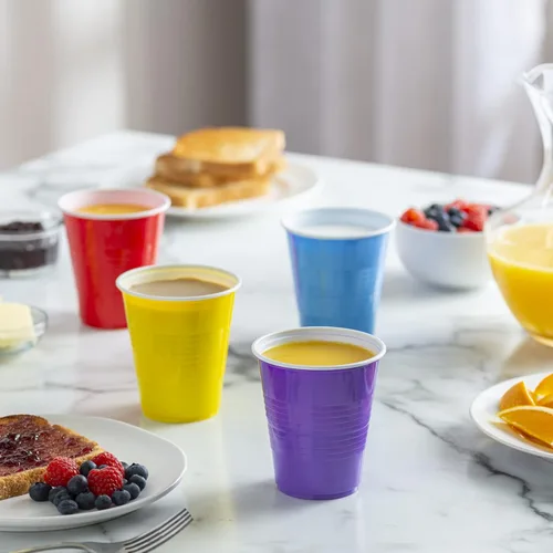 Miniatura 6 de GUSTO Vasos de plástico desechables para fiestas, 12 onzas, 240 unidades, varios colores, para fiestas, eventos y uso diario, paquete muy cómodo