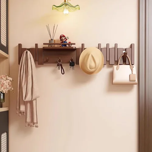 Miniatura 3 de Percheros montados en la pared, ganchos para llaves de piano, colgador de madera maciza natural, tela no tejida, perchas para armario, cocina