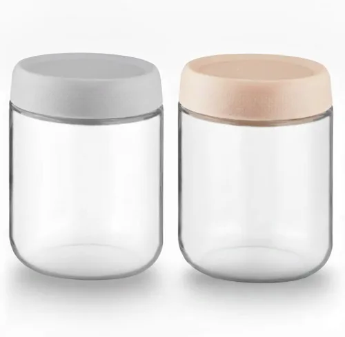 Miniatura 6 de Paquete de 2 recipientes de vidrio para avena durante la noche con tapas, tarros apilables de vidrio de boca ancha con tapas herméticas, tarros