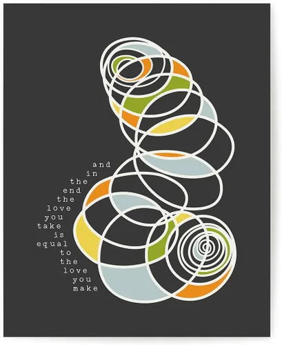 The End - Póster de letra de canción, impresión artística moderna de mediados de siglo, arte musical de banda de rock, decoración estética para