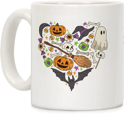 Miniatura 78 de LookHUMAN Taza de Café de Halloween – Halloween Is Meowgical Tazas, Taza de Café Espeluznante Idea de Regalos de Taza, 15 Onzas 10-Blanco