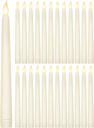 Miniatura 18 de Treela 24 piezas de velas cónicas sin llama, operadas con pilas, falsas a granel, velas de 11 pulgadas, luces LED, candelabros parpadeantes cónicos