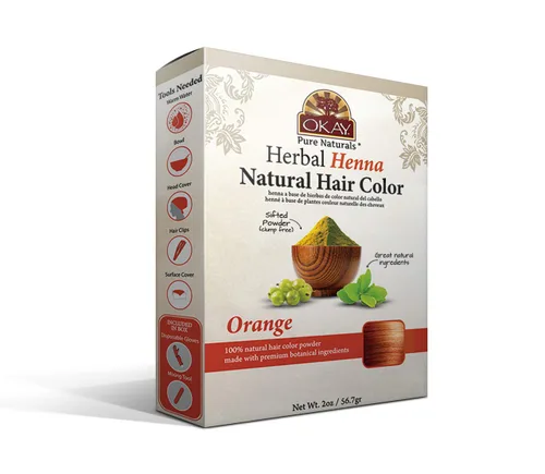 Okay Pure Naturals | Tinte para el cabello con henna herbaria naranja, tinte totalmente natural, libre de productos químicos nocivos, pigmento de