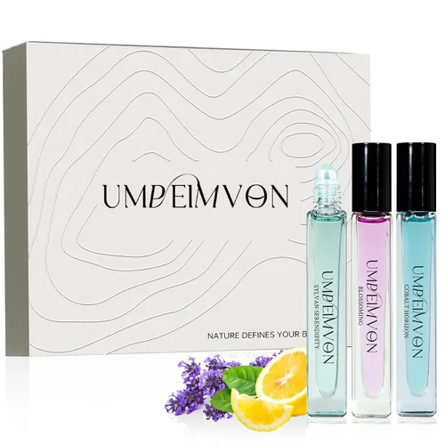 Miniatura 9 de Paquete de 3 Colonias Unisex para Hombres y Mujeres Aceite de Perfume Roll On, Clásico, Sándalo, Madera de Agar, Tamaño de Viaje 0.33 fl.oz