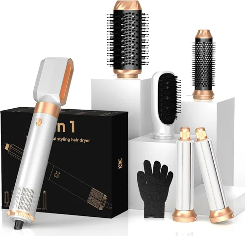 Miniatura 11 de Cepillo secador de pelo 5 en UNO, secador de pelo, varita rizadora, juego de herramientas de peinado de cabello, masaje iónico de aire caliente