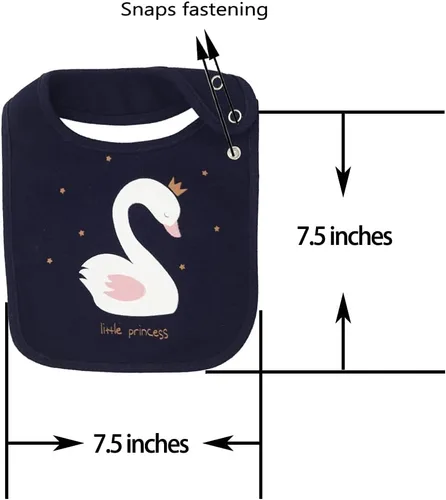 Miniatura 4 de Maiwa - 6 paquetes de baberos impermeables de algodón para bebés, niñas y niños, con broches para babeo y alimentación Multi2a