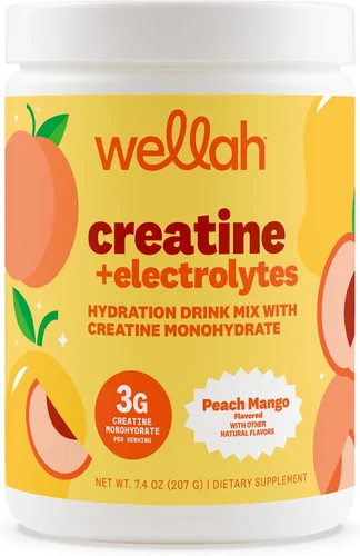 Miniatura 11 de Wellah Creatina + electrolitos en polvo (Blue Hawaii) 30 porciones - Mezcla de bebida de hidratación con 0.11 onzas de monohidrato de creatina