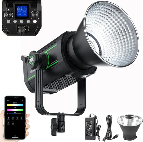Weeylite Luz de video LED de 200W 5600K, iluminación de fotografía de salida continua con CRI 95+TLCI 97+,79000 Lux@1M Bowens Mount & App Control