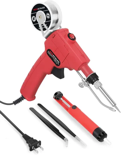 Kit de soldador 6 en 1, pistola de soldadura automática profesional de 60 W 110 V, kit de pistola de soldadura de mano con bomba desoldadora, Rojo