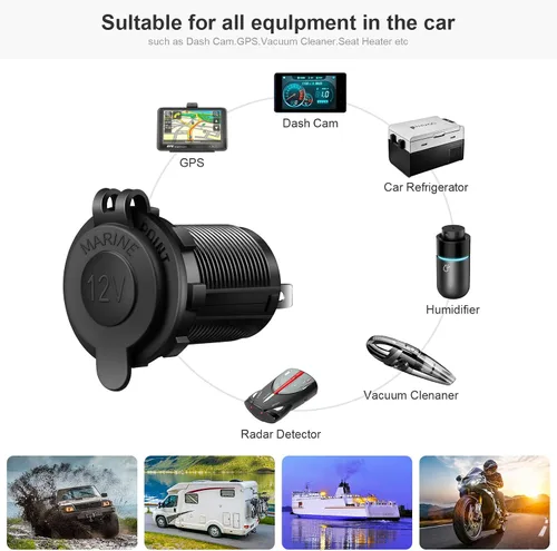 Miniatura 7 de MXRS - Enchufe para encendedor de cigarrillos de 12 V, para coche, motocicleta, todoterreno, RV, toma de corriente, enchufe impermeable, 3