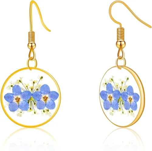 Miniatura 12 de Pendientes de flores prensadas hechos a mano para mujer