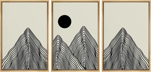 Miniatura 65 de SIGNLEADER Lienzo enmarcado para pared, juego de arte de collage de polígonos retro marrón tostado, ilustraciones con formas abstractas, arte