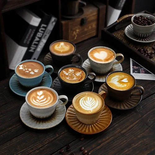 Miniatura 7 de Juego de tazas de té y platillo pequeño de cerámica de 4.1 fl oz/4 onzas, platillo de taza de café de cerámica vintage con asa, juego de tazas de té