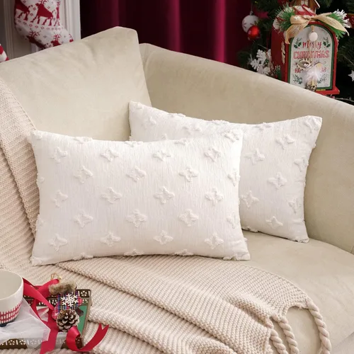 Miniatura 18 de MIULEE Juego de 2 fundas de almohada decorativas de jacquard rómbico, funda de cojín cuadrada suave para sofá, cama, dormitorio, sala de estar, 16 x