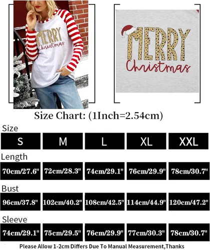 Miniatura 2 de Camisa de Feliz Navidad para mujer, blusa con sombrero de Papá Noel, camiseta casual de manga larga raglán para vacaciones