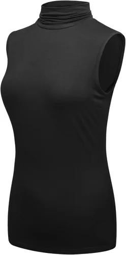 Miniatura 2 de OThread & Co. Camiseta sin mangas de cuello alto para mujer, capa elástica, cómoda, cuello alto