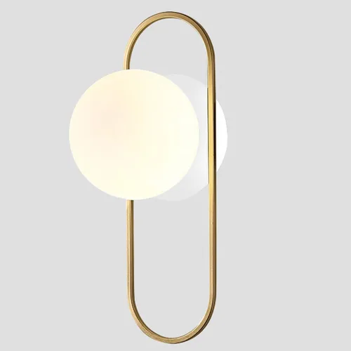 Apliques de pared dorados modernos de mediados de siglo, pequeño globo de vidrio de leche, aplique de pared vintage para dormitorio, lámparas de