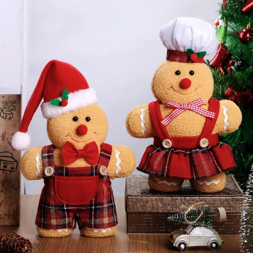 Miniatura 6 de BWFY 2 piezas de decoración navideña de hombre de jengibre para interiores para ornamento de Navidad, decoración del hogar, muñeca de jengibre
