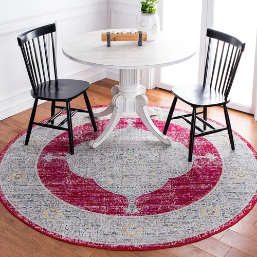 Miniatura 8 de SAFAVIEH Alfombra lavable para exteriores, colección Montage - Alfombra de pasillo de 2 pies 3 pulgadas x 8 pies, rosa y gris, no desprende pelusa