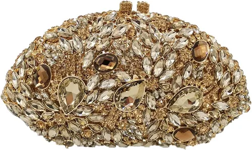 Boutique De FGG Bolsos de noche de flores y embragues para mujer, bolsos formales de diamantes de imitación, bolsos de mano de cristal de boda