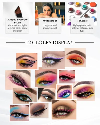 Miniatura 5 de Olla delineador de ojos de gel mate impermeable, gel de cejas color crema de larga duración, pigmentos de alta intensidad a prueba de manchas
