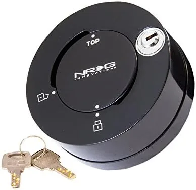 NRG Innovations Adaptador de buje corto de liberación rápida para volante con patrón de 6 agujeros, bloqueo rápido con llaves, negro, NRG-SRK-101BK