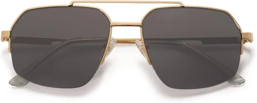 SOJOS Trendy Aviator Sunglasses Mens Womens Retro Double Bridge Metal Frame Semi-Rimless Shades SJ1191